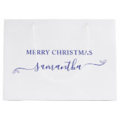 Deep Blue Frohe Weihnachten Niedlich Bow Signature Große Geschenktüte (Vorderseite)