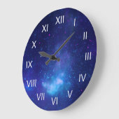 Deep Blue Galactic Centre White Roman Numerals Große Wanduhr (Winkel)