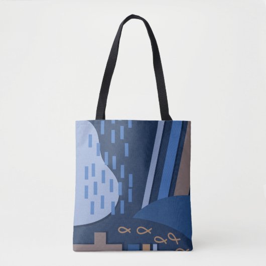 Deep Blue Geometry Tasche (Vorderseite)