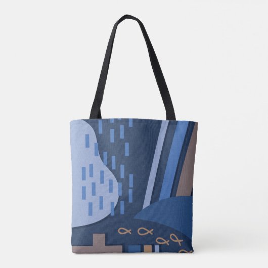 Deep Blue Geometry Tasche (Rückseite)