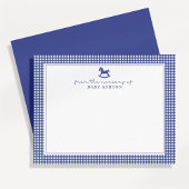 Deep Blue Gingham Boy Kinderzimmer Note Card Ankündigung