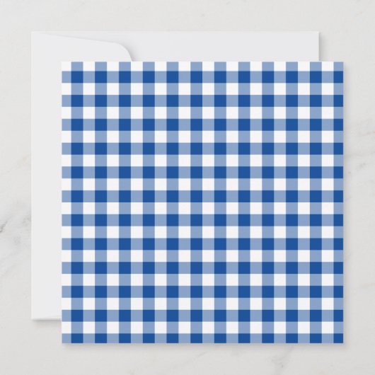 Deep Blue Gingham Country Wedding Einladung (Rückseite)
