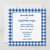 Deep Blue Gingham Country Wedding Einladung (Vorderseite)
