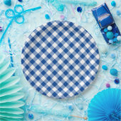 Deep Blue Gingham Country Wedding Pappteller (Party)