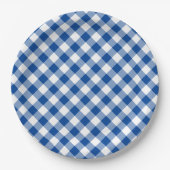 Deep Blue Gingham Country Wedding Pappteller (Vorderseite)