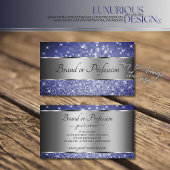 Deep Blue Glitzer Luminous Stars Silver Decoration Visitenkarte