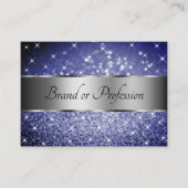 Deep Blue Glitzer Luminous Stars Silver Decoration Visitenkarte (Vorderseite)