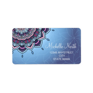 Deep Blue Glow Mandala ID361 Adressaufkleber