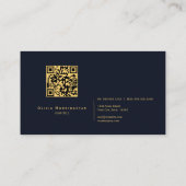 Deep Blue Gold Agate Marble QR Code Visitenkarte (Rückseite)