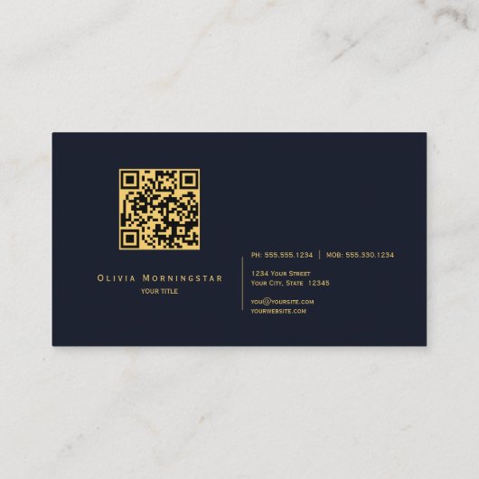 Deep Blue Gold Agate Marble QR Code Visitenkarte (Rückseite)