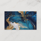 Deep Blue Gold Agate Marble QR Code Visitenkarte (Vorderseite)