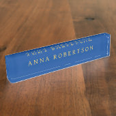 Deep Blue Gold Beruflich Trendy Minimalistisch Chi Namensplakette (Seite)