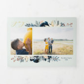 Deep Blue & Gold Freude Weihnachten Foto Weihnacht Dreifach Gefaltete Urlaubskarte (Cover)