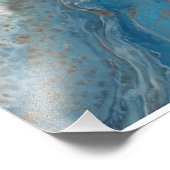 Deep Blue Gold Vein Ocean Abstract Fotodruck (Ecke)
