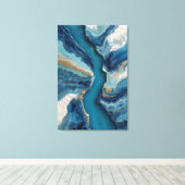 Deep Blue Gold Vein Ocean Abstract Leinwanddruck (Insitu (Holzboden))