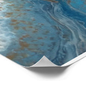 Deep Blue Gold Vein Ocean Abstract Poster (Ecke)