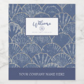 Deep Blue & Gold Watercolor Seashell Weinetikett (Einzelnes Label)