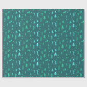 Deep Blue Green Illustrations Weihnachtsmuster Geschenkpapier (Flach)