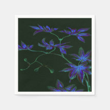 Deep Blue & Green Japan Floral Paper Napkins