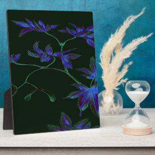 Deep Blue & Green Japanisch Floral Wrapped Canvas Fotoplatte