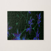Deep Blue & Green japanische Blume Puzzle (Horizontal)