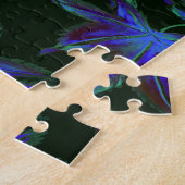 Deep Blue & Green japanische Blume Puzzle (Seite)