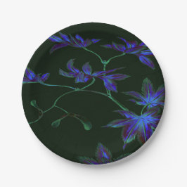 Deep Blue & Green japanische Blumenpapier-Teller Pappteller