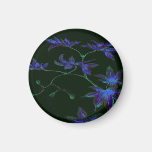 Deep Blue & Green japanisches Blumenmagnet Magnet