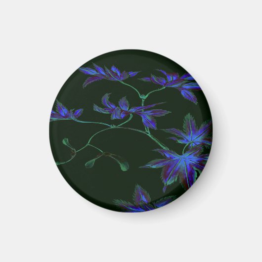 Deep Blue & Green japanisches Blumenmagnet Magnet (Vorne)