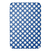 Deep Blue : Grosses weißes Polka Dot Muster Badematte (Vorderseite Vertikal)