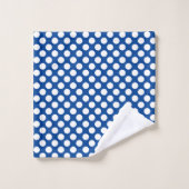 Deep Blue: Grosses weißes Polka Dot Muster Badhandtuch Set (Waschlappen)