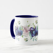 Deep Blue Hydrangea und Rose Tasse (Vorderseite Links)