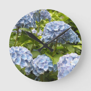 Deep Blue Hydrangeas Runde Wanduhr