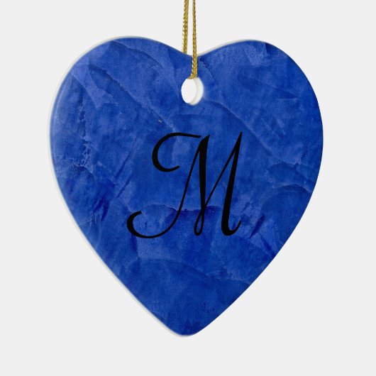 Deep Blue Imitats Stone Monogram Heart Ornament (Rechts)