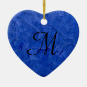 Deep Blue Imitats Stone Monogram Heart Ornament (Vorne)