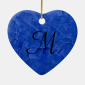 Deep Blue Imitats Stone Monogram Heart Ornament (Hinten)