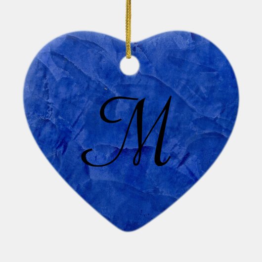 Deep Blue Imitats Stone Monogram Heart Ornament (Hinten)