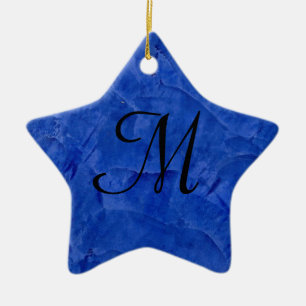 Deep Blue Imitats Stone Monogram Star Ornament