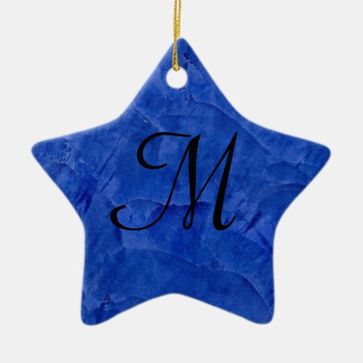 Deep Blue Imitats Stone Monogram Star Ornament (Vorne)