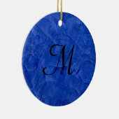 Deep Blue Imitats Stone Monogramm Circle Ornament (Rechts)
