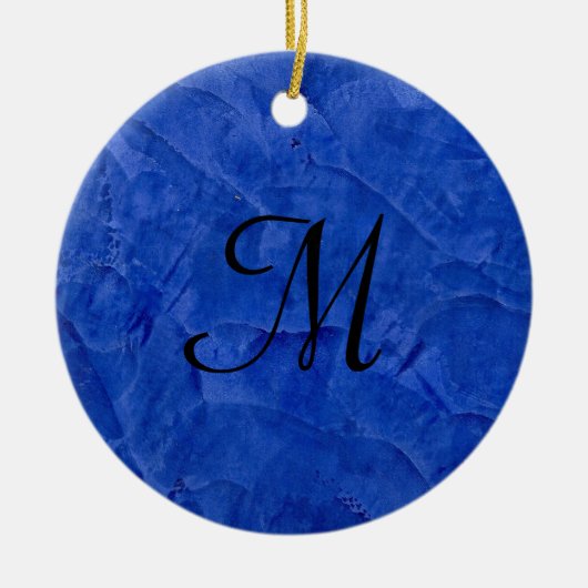 Deep Blue Imitats Stone Monogramm Circle Ornament (Vorne)
