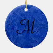 Deep Blue Imitats Stone Monogramm Circle Ornament (Hinten)
