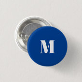 Deep Blue Initial Letter Monogram Modern Stilvoll Button (Vorne & Hinten)