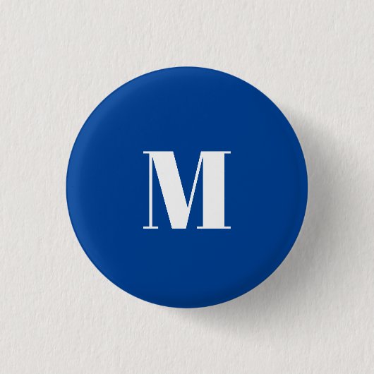 Deep Blue Initial Letter Monogram Modern Stilvoll Button (Vorderseite)