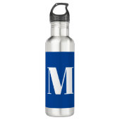Deep Blue Initial Letter Monogram Modern Stilvoll Edelstahlflasche (Vorderseite)