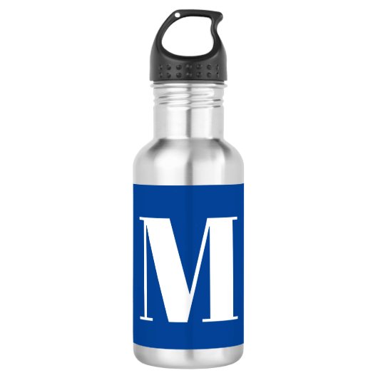 Deep Blue Initial Letter Monogram Modern Stilvoll Edelstahlflasche (Vorderseite)