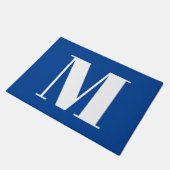 Deep Blue Initial Letter Monogram Modern Stilvoll Fußmatte (Schrägansicht)
