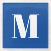 Deep Blue Initial Letter Monogram Modern Stilvoll Glasuntersetzer (Vorderseite)