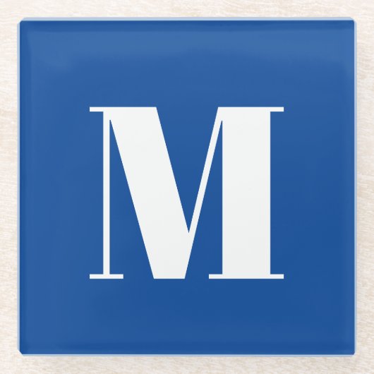 Deep Blue Initial Letter Monogram Modern Stilvoll Glasuntersetzer (Vorderseite)
