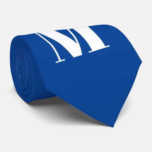 Deep Blue Initial Letter Monogram Modern Stilvoll Krawatte (Gerollt)